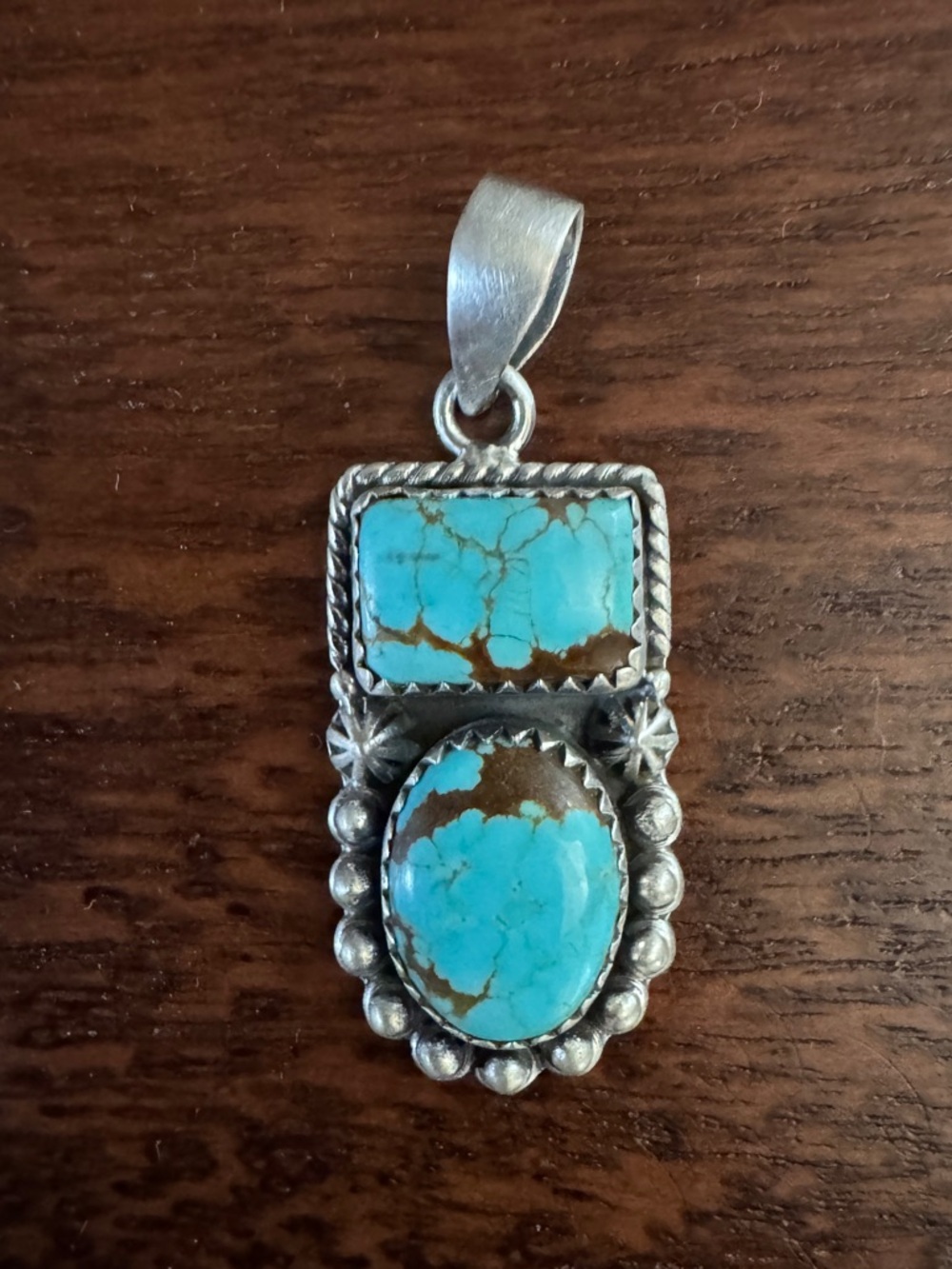 Sterling Silver Mine #8 Turquoise Pendant